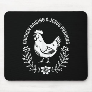 Tapis De Souris Élevage De Poulet Et Jésus Louant Vintage Christi
