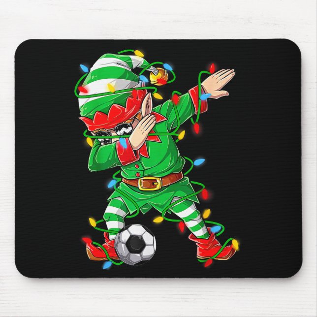 Tapis De Souris Elf Dabbing Soccer Player Christmas Dab Xmas  (Devant)