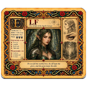 Tapis De Souris Elfe, Art de Bestiaire Médiéval