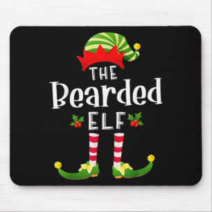 Tapis De Souris Elfe de Noël barbu Pyjama assorti Fête de X-mas
