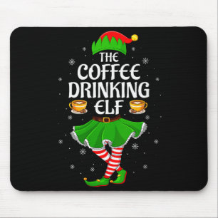 Tapis De Souris Élfe de Noël buveuse de café pour femmes Filles Fe
