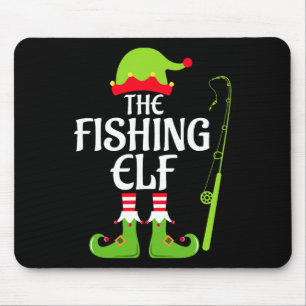 Tapis De Souris Elfe de pêche correspondant à la fête de Noël en g