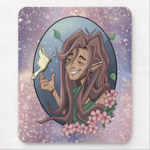 Tapis De Souris Elfe Mâle Mignon Et Papillon Crème Claire