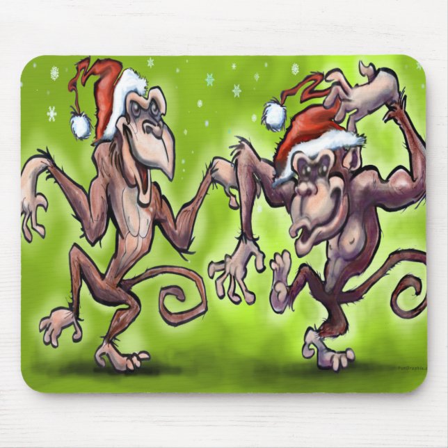 Tapis De Souris Elfes singes de Noël (Devant)
