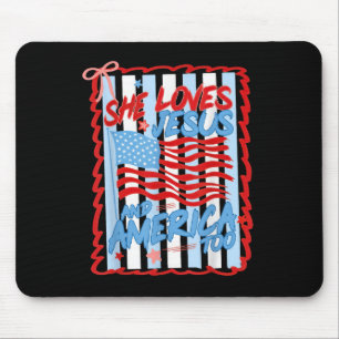 Tapis De Souris Elle aime Jésus et l'Amérique aussi chrétienne 4 j