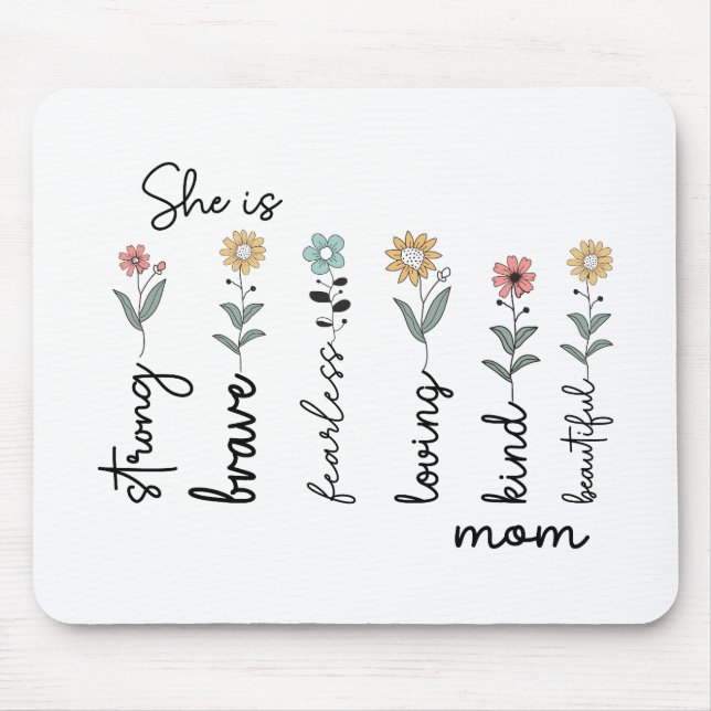 Tapis De Souris Elle est forte, courageuse, intrépide, joyeuse fêt (Devant)