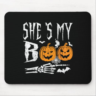 Tapis De Souris Elle est My Boo Skeleton Citrouille Halloween Matc