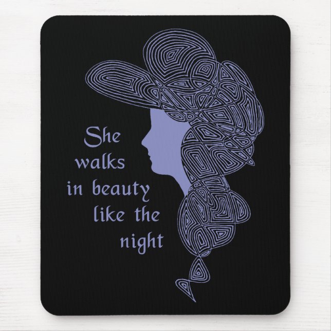 Tapis De Souris Elle marche dans la beauté comme la nuit (Devant)