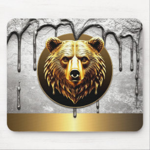 Tapis De Souris Emblème d'ours en or de luxe de style métal 🐻