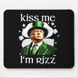 Tapis De Souris Embrasse-moi Je suis Rizz Trump Shamrock Jour de l