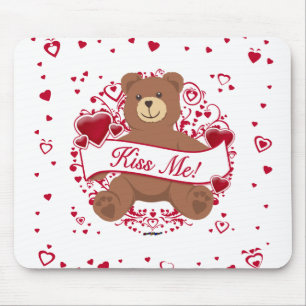 Tapis De Souris Embrasse-Moi ! Ours en peluche de la Saint-Valenti
