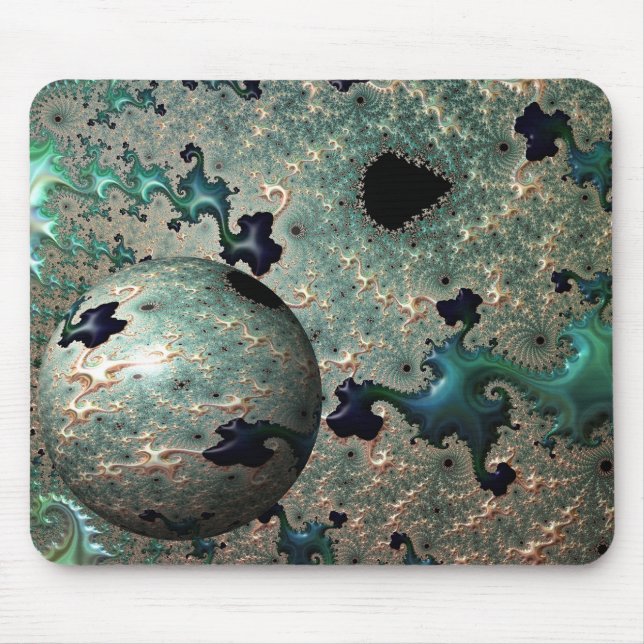 Tapis De Souris Emerald et Gold Mandelbrot avec sphère (Devant)