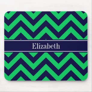Tapis De Souris Emerald Navy LG Chevron Bleu Marine Monogramme Nom