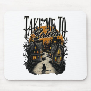 Tapis De Souris Emmène-Moi À Salem Black Cat Halloween Retro Vinta