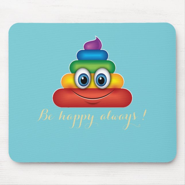 Tapis De Souris Emoji adorable arc-en-ciel (Devant)