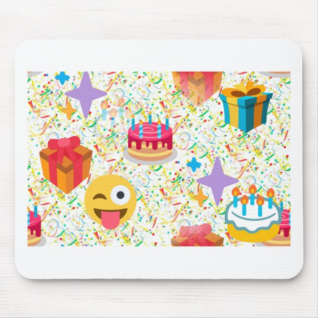 Tapis De Souris emoji anniversaire heureux (Devant)