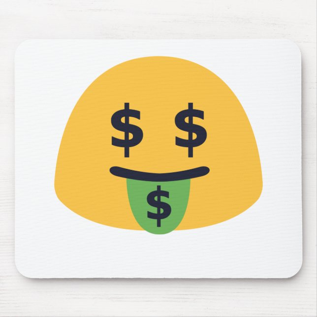 Tapis De Souris Emoji de la bouche d'argent (Devant)