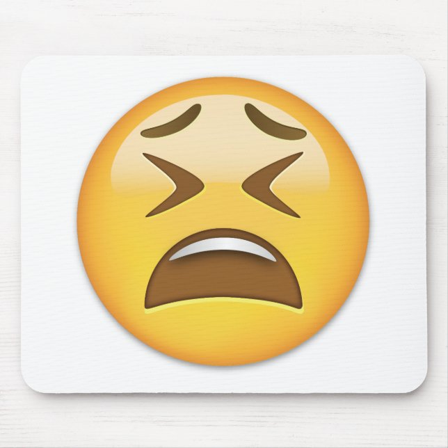 Tapis De Souris Emoji du visage fatigué (Devant)