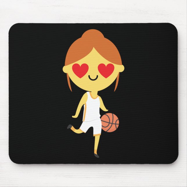 Tapis De Souris Émoji, fille de basket-ball (Devant)
