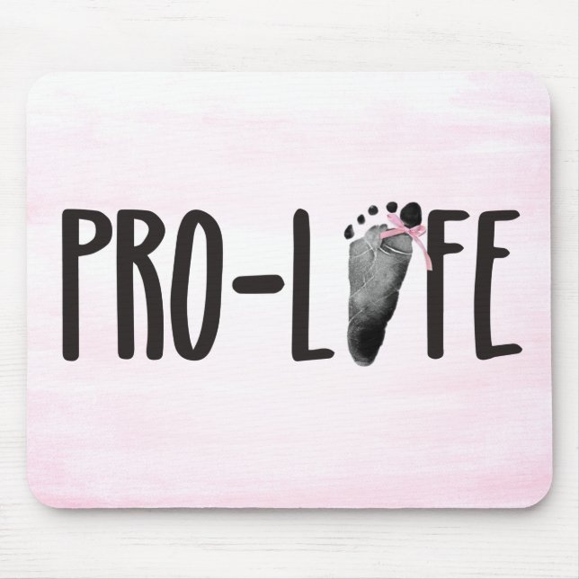 Tapis De Souris Empreinte bébé Pro-Life sur rose (Devant)