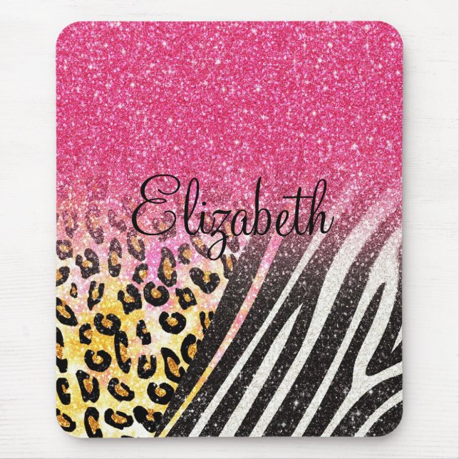 Tapis De Souris Empreinte de léopard à la mode, zèbre rayures (Devant)