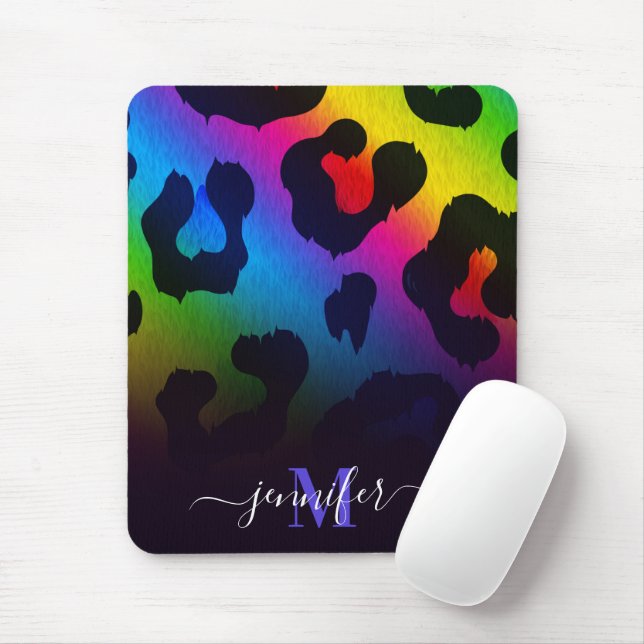 Tapis De Souris Empreinte de léopard coloré (Avec souris)
