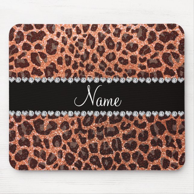 Tapis De Souris Empreinte de léopard de parties scintillant orange (Devant)