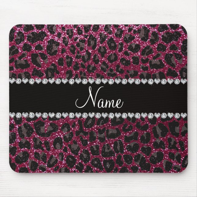 Tapis De Souris Empreinte de léopard de parties scintillant prune  (Devant)
