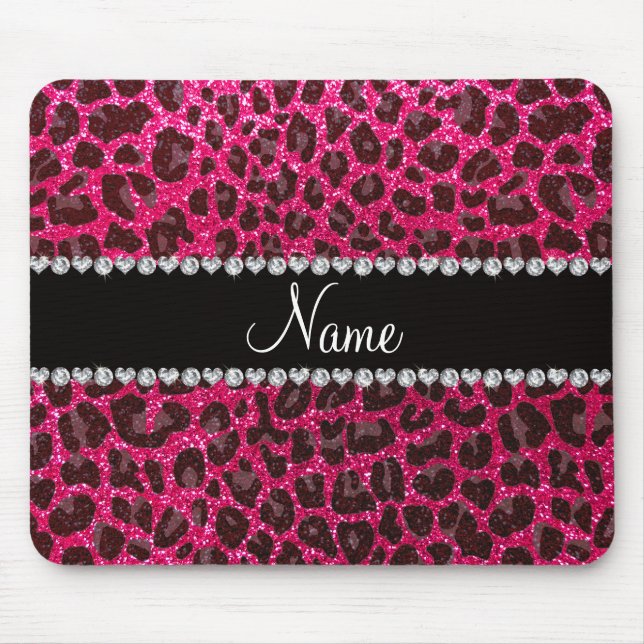 Tapis De Souris Empreinte de léopard de parties scintillant rose r (Devant)