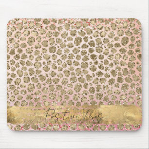 Tapis De Souris Empreinte de léopard d'or rose étincelle