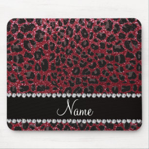 Tapis De Souris Empreinte de léopard d'parties scintillant bordeau
