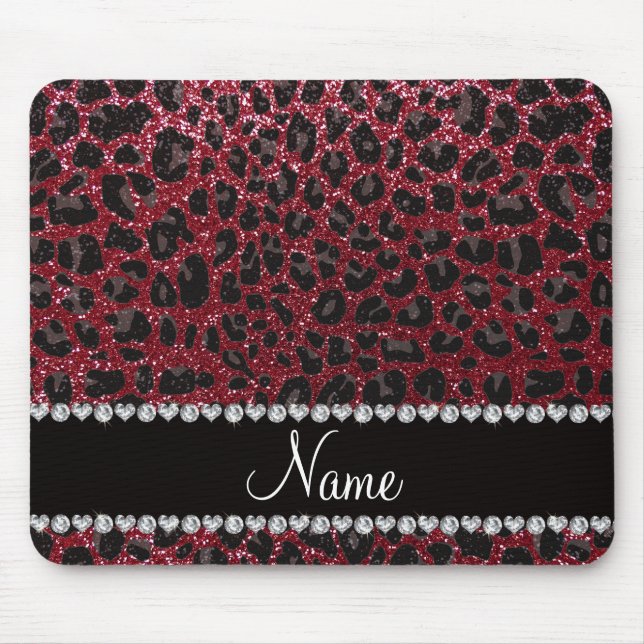 Tapis De Souris Empreinte de léopard d'parties scintillant bordeau (Devant)