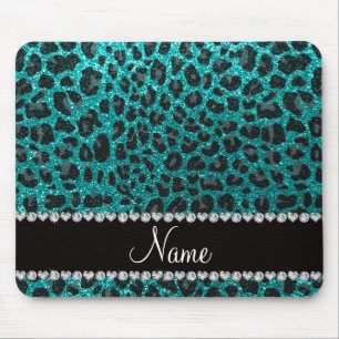 Tapis De Souris Empreinte de léopard d'parties scintillant d'aqua