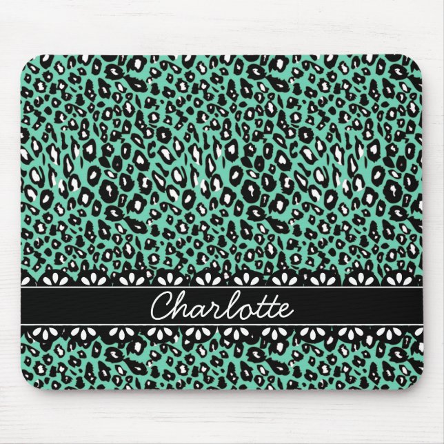 Tapis De Souris Empreinte de léopard et dentelle à la mode (Devant)