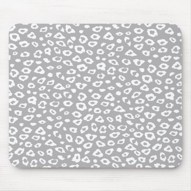 Tapis De Souris Empreinte de léopard gris et blanc (Devant)