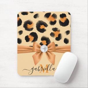 Tapis De Souris Empreinte de léopard mignon et Bow