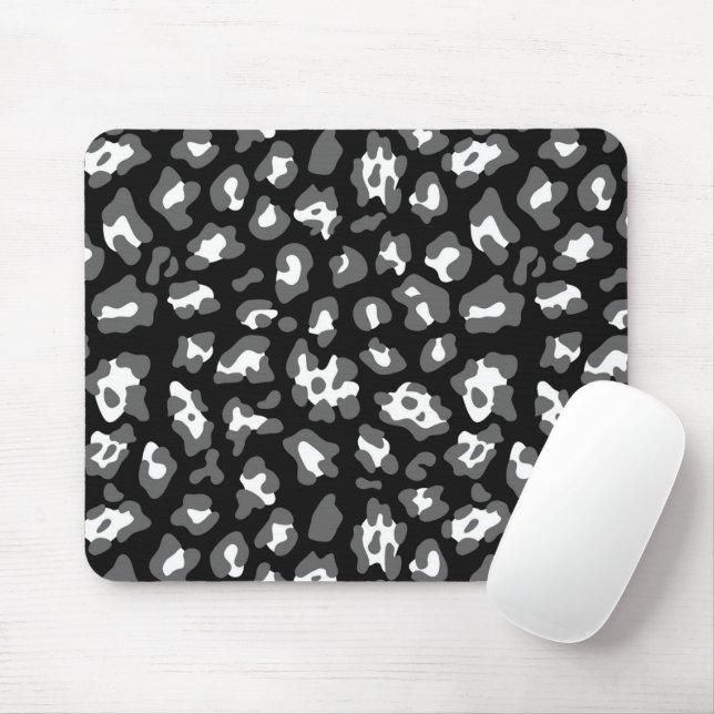 Tapis De Souris Empreinte de léopard noir et blanc (Avec souris)