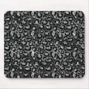 Tapis De Souris Empreinte de léopard noir et gris argenté