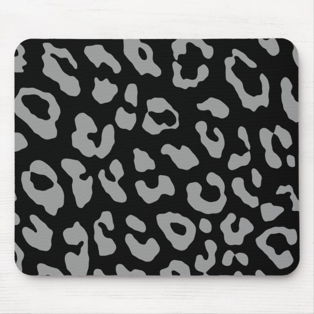 Tapis De Souris Empreinte de léopard noir gris (Devant)