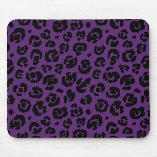 Tapis De Souris Empreinte de léopard noir pourpre (Devant)