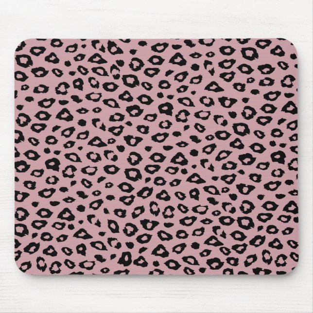 Tapis De Souris Empreinte de léopard noir rose (Devant)