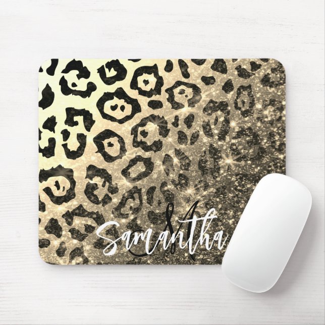 Tapis De Souris Empreinte de léopard Parties scintillant d'or (Avec souris)