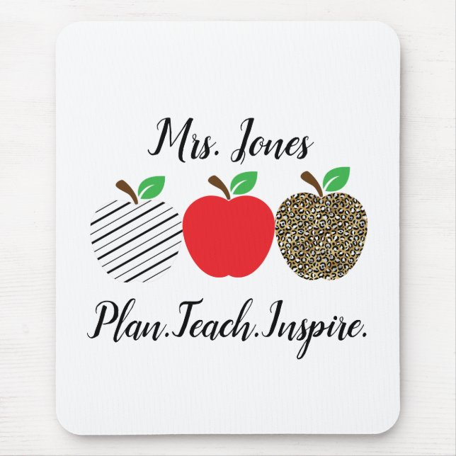 Tapis De Souris Empreinte de léopard Red Apple Enseignant Retour À (Devant)