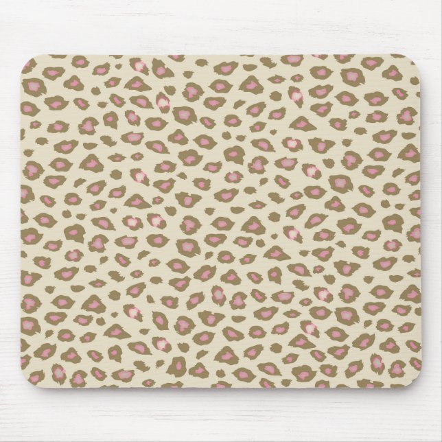 Tapis De Souris Empreinte de léopard rose crème (Devant)