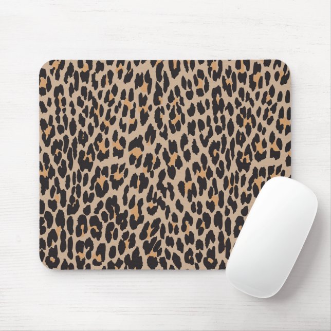 Tapis De Souris Empreinte de léopard, Spots de léopard, Leopard Br (Avec souris)