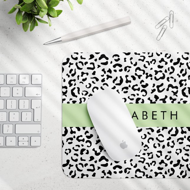 Tapis De Souris Empreinte de léopard, Spots, Noir Et Blanc, Votre  (Créateur téléchargé)