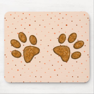 Tapis De Souris empreinte de patte de chat mousseux - orange