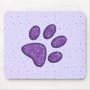 Tapis De Souris empreinte de patte de chat mousseux - violet