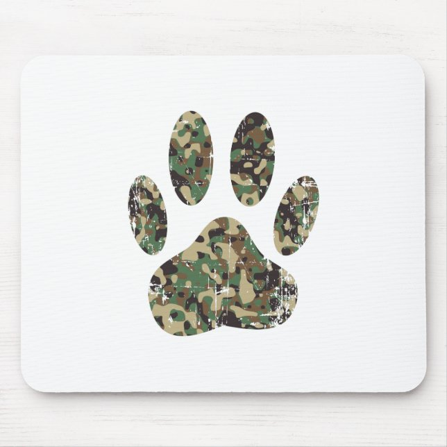 Tapis De Souris Empreinte de patte de chien Camo en détresse (Devant)
