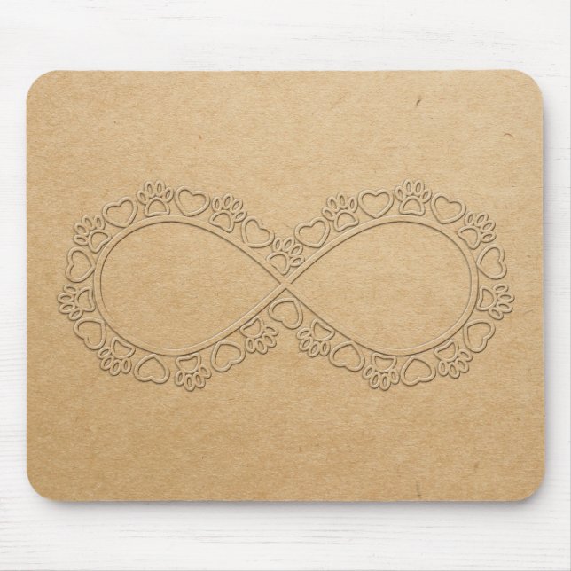 Tapis De Souris Empreinte de patte de chien d'amour infini (Devant)